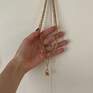 Urban outfitters layered padlock necklace